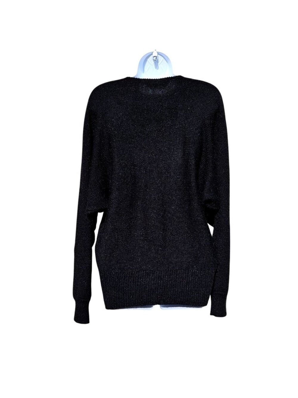 John Richard 80s Angora Beaded Diamond Sweater Black Ivory M - Picture 3 of 9